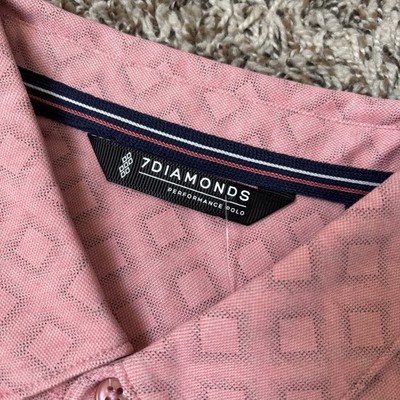 7 Diamonds Men's Nassau Coral Diamond Polo Short, Medium, NWT