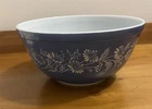 Vintage 1980's Pyrex #403 Mixing Bowl Colonial Mist Blue with White Flowers