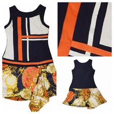 1960s Mod Psychedelic Vintage Dress Colorblock Graphic Cotton - Twiggy Style M