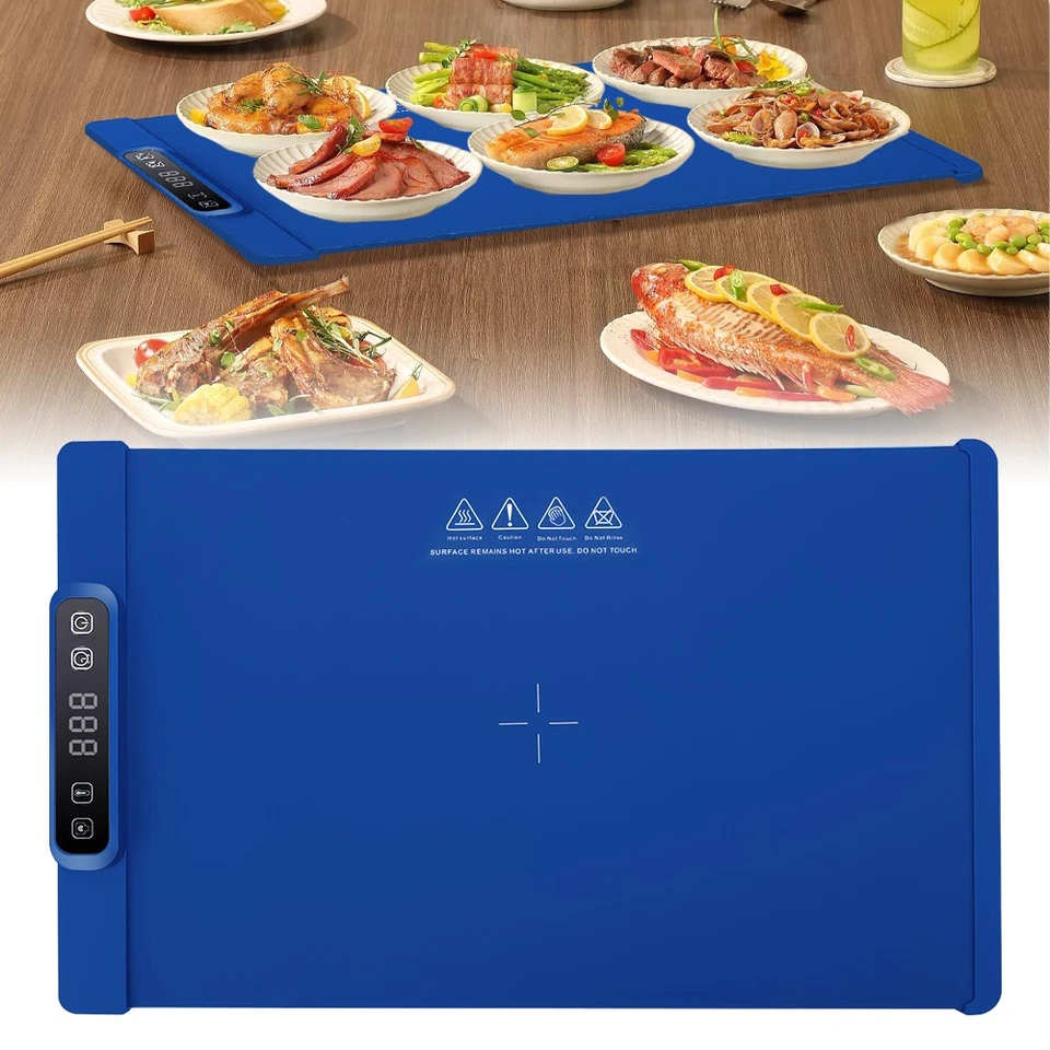 Alfombra de calentamiento de alimentos: bandeja de calentamiento eléctrica de temperatura ajustable mejorada de 9 niveles Foto 3 de 4