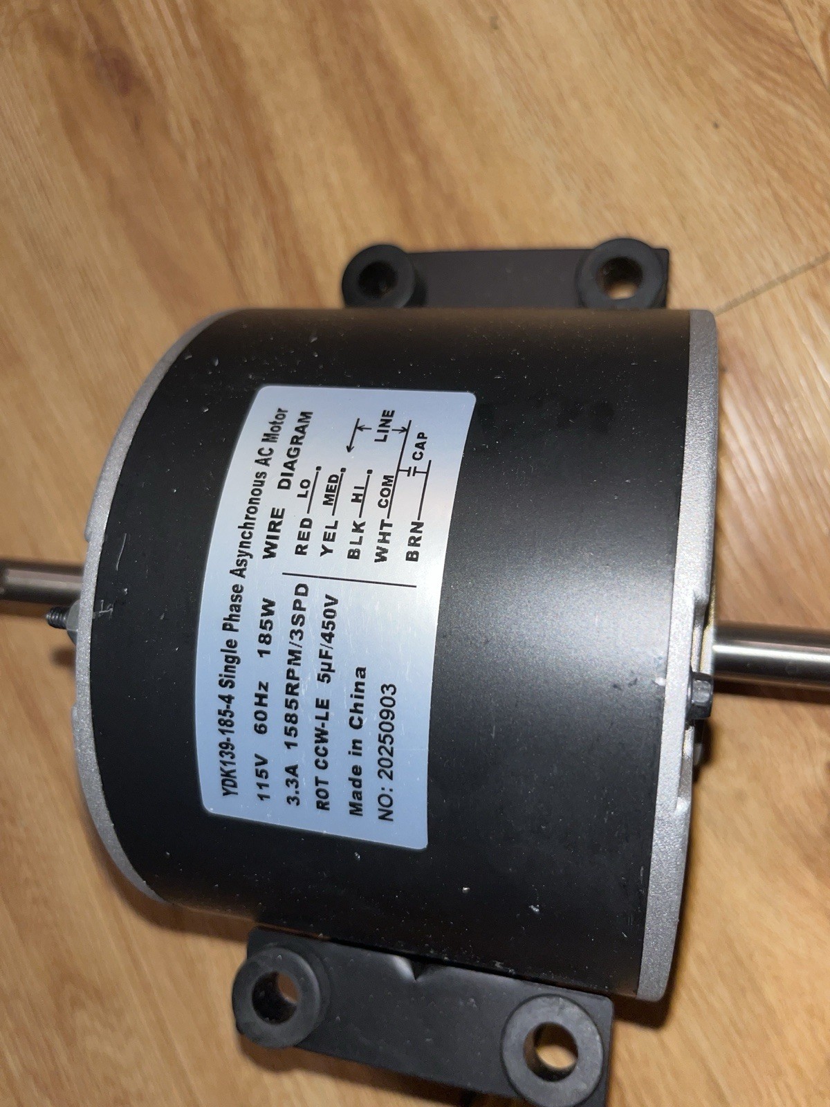 YDK 115V HVAC Fan Motor 3-Speed 1585 RPM 185W w/ 5µF Capacitor – OEM Replacement