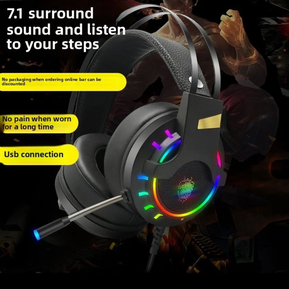  Led Gaming Headset Noise Canceling Microphone Rgb for Ps4,ps5,xbox - Image 2 of 4