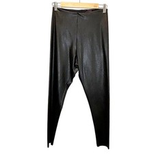 Commando Black Faux Leather Pull-On Leggings - size Large