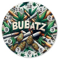 Marihuana Kiffer Wanduhr Aus Alu Mit Spruch Bubatz