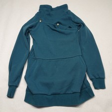 Latched Mama Size XXS Sweatshirt Harbor Snap Teal Pullover Nursing Mock Neck