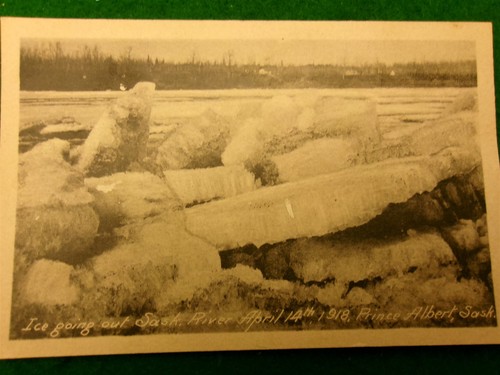 Postal Break up Saskatchewan River Prince Albert 1918 Winter Ice #3007