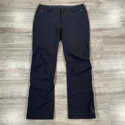 REI Mistral Pants Womens 14 Black Stretch Nylon Soft-Shell Hiking Ankle Zip