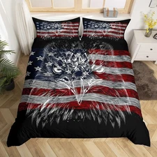 Homewish American Flag and Dark Eagle Pattern Comforter Cover Set (No Comfort...