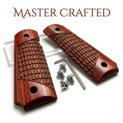 SK Customs Handmade Rosewood 1911 Grips Artisan Full Size Textured Panels