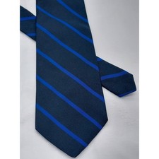 Brooks Brothers Makers XL Mens Silk Tie Navy Royal Blue Repp Stripe USA Made