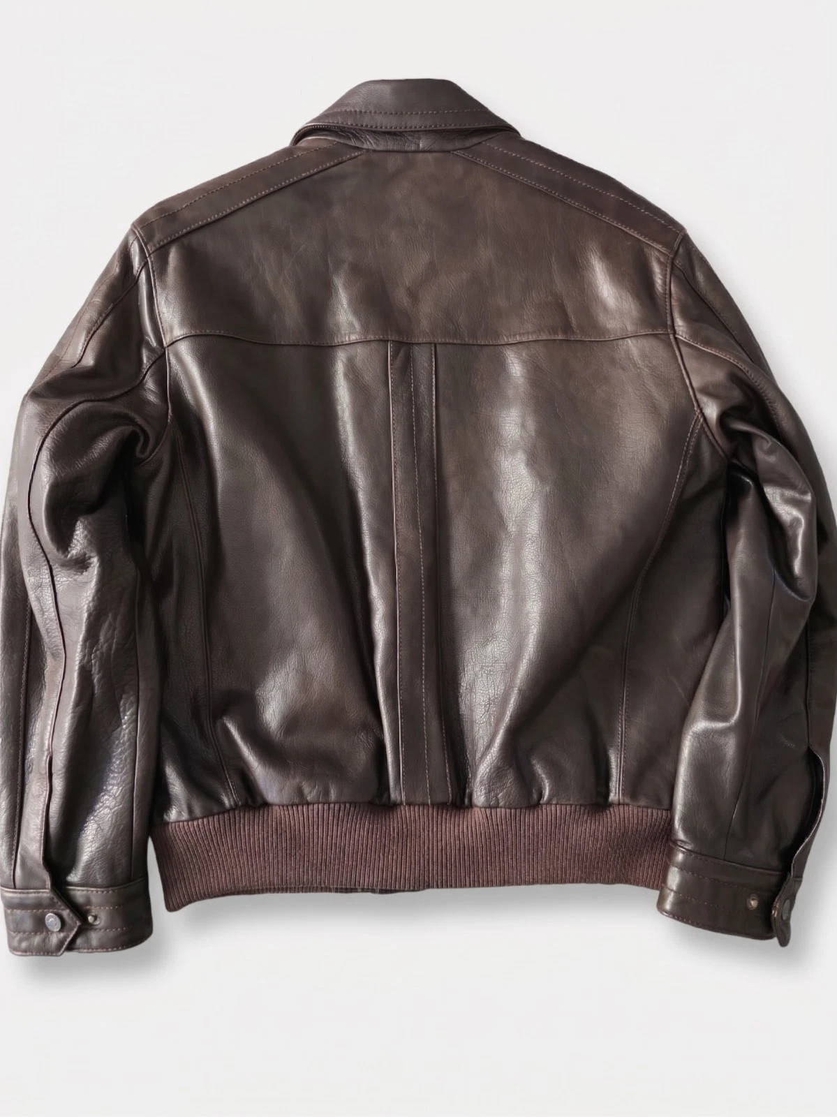 Marc New York  Men's Brown Leather Bomber Jacket Quilted Lined Sz M image 2