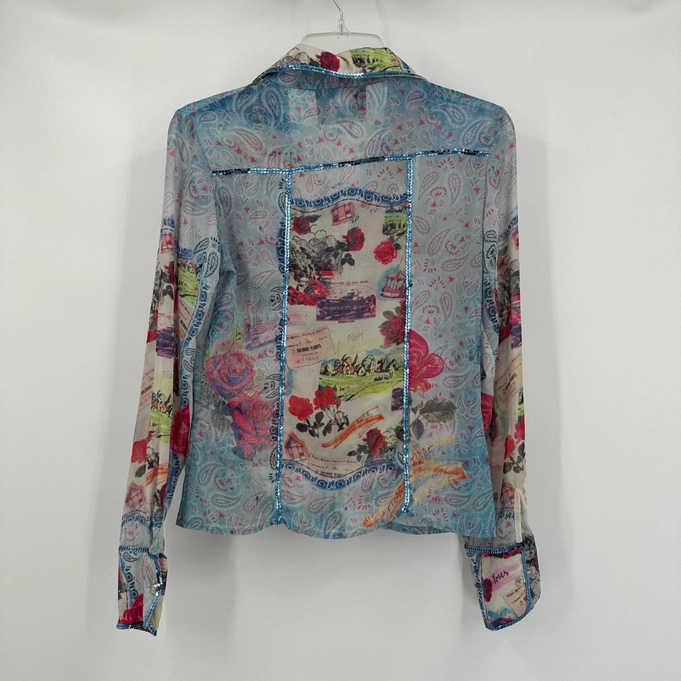 Augustina Leathers Wearable Art Womens Top Size S Sheer Fairy Romantic Boho - Image 2 of 4