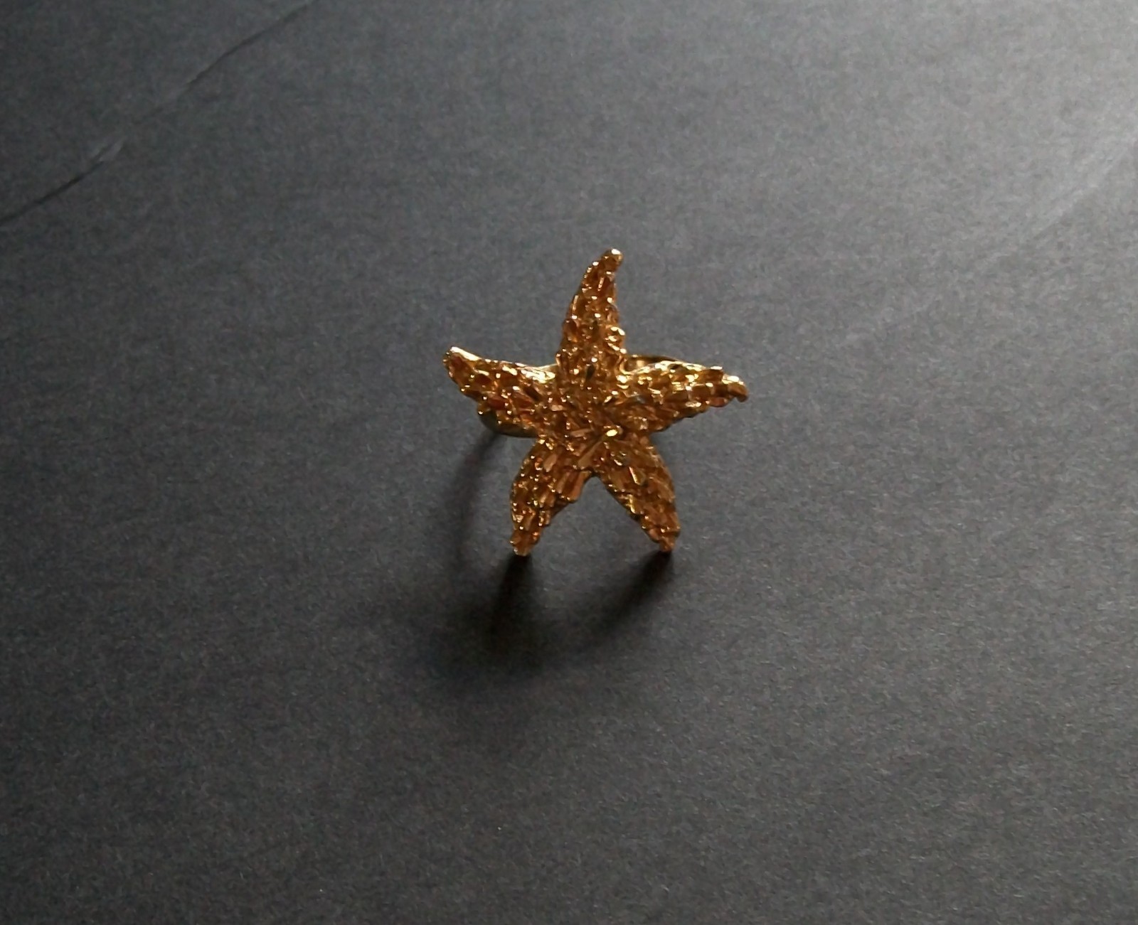 Gold Tone Starfish Ring Adjustable - image 3