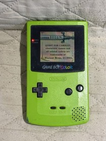 Game Boy Color Kiwi Lime Green Handheld System  Working  + GAME NO SOUND