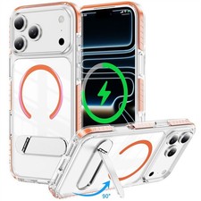 For iPhone 17 Pro Max Air Magsafe Shockproof Stand Phone Case Tempered Glass