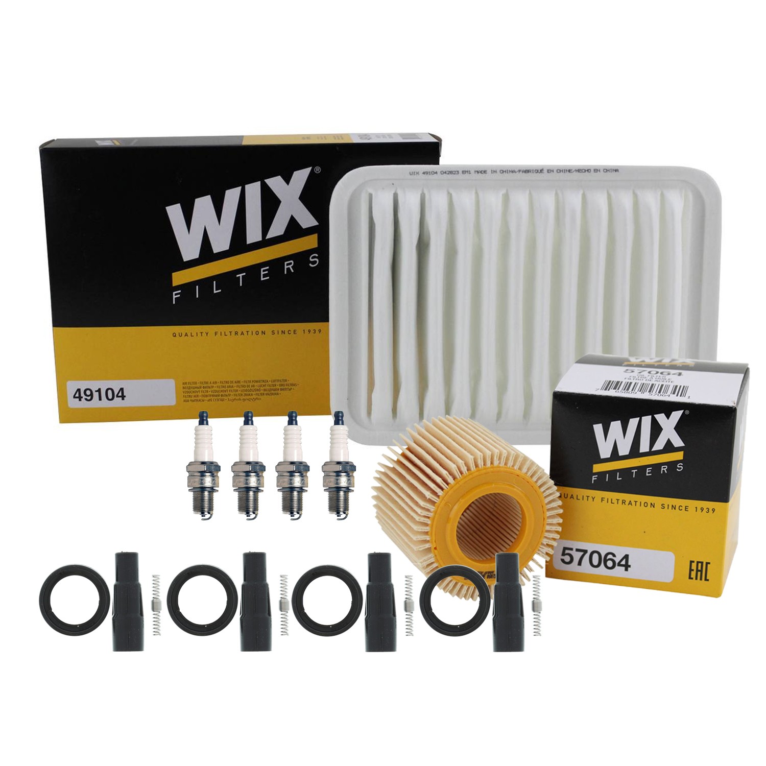 Wix Tune Up Kit Denso 4 Spark Plugs  Coil Boots Kit for Corolla Matrix xD L4