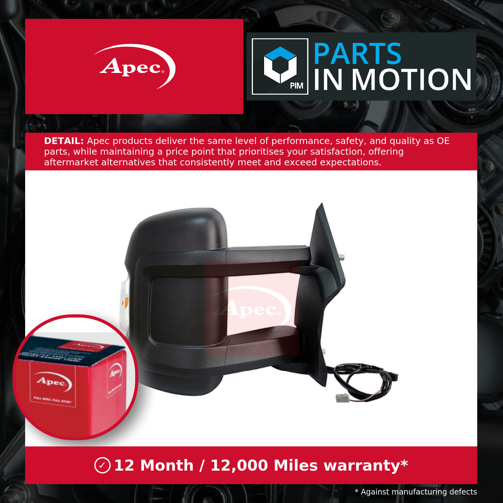 Door / Wing Mirror fits FIAT DUCATO 250 3.0 Right 2009 on O/S Driver Side Apec