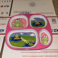 Home - Kids 4 Section Divided Melamine Plate - Frog Theme - 9.75"x8.25