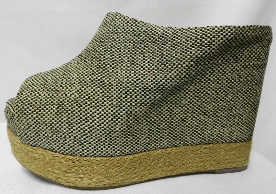 Sandalias Jeffrey Campbell Virgo plataforma cuña punta abierta tacón tweed yute talla 10 Foto 2 de 4