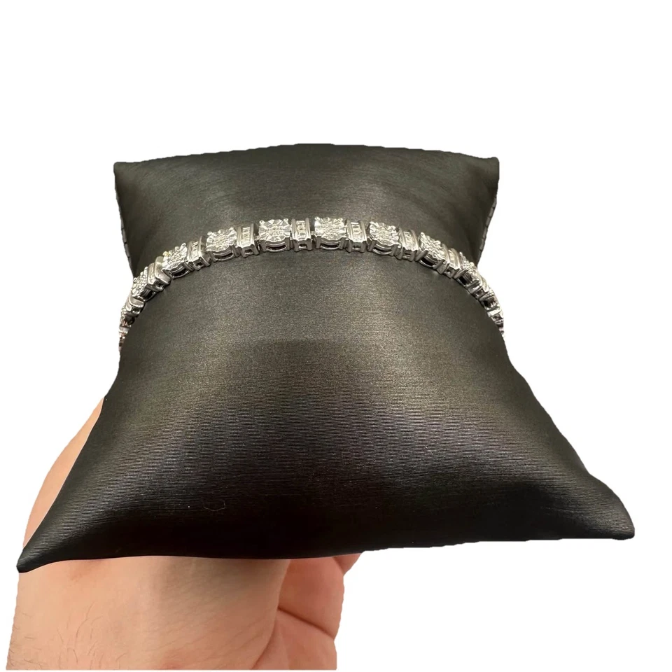 7.5” .25cwt Genuine Diamond Tennis Bracelet In .925 Silver - Image 2 of 3