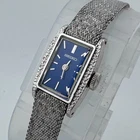 VTG Seiko Hand Winding Mechanical Watch 11-3189 Women Silver Blue Barrel 6.5"