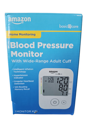 Amazon Basic Care Blood Pressure Monitor, Wide Range Arm Cuff 