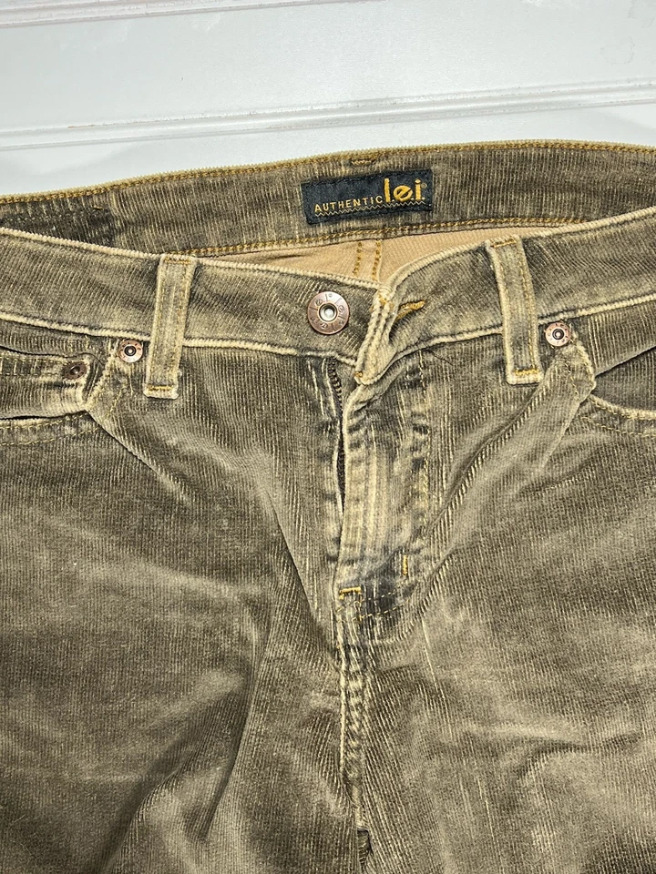 Y2K Auténtico L.E.I. Pantalones de pana para mujer talla 9 tiro bajo bootcut 29x31 Foto 2 de 4