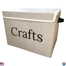 HOMZ Large Craft Storage Box - Stylish, Space-Saving Art Bin with Lid & Handles