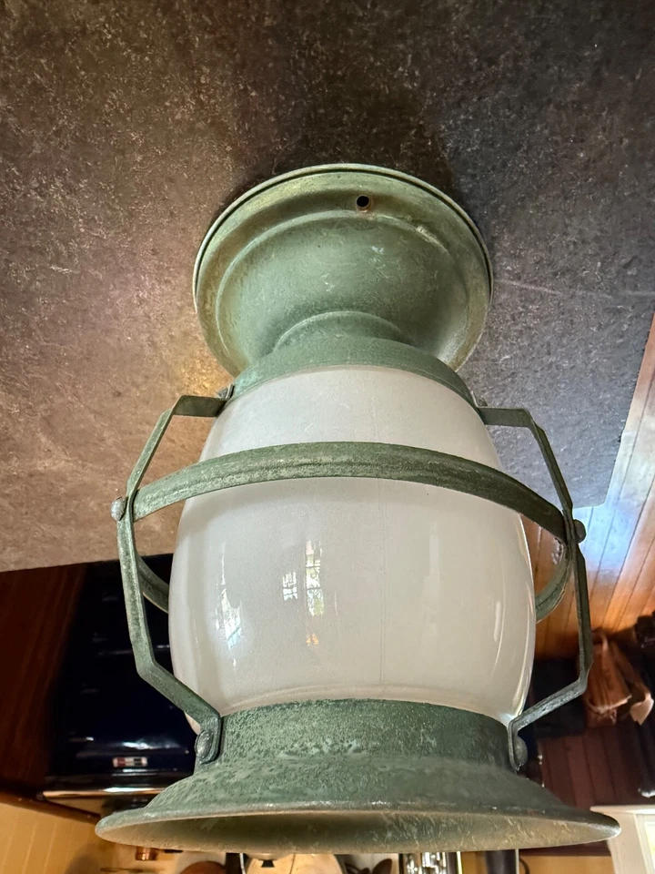 老式艺术品和摇篮铜制任务玻璃笼子建筑灯固定 — 第 3/4 张图片