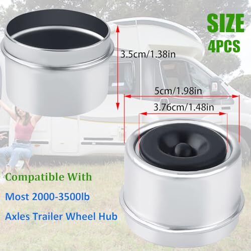 4 PCS Trailer Bearing Dust Cap Trailer Axle Grease Cap 1.98''Trailer