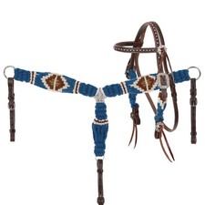 PONY Mountain View Mohair Browband HEADSTALL BREASTCOLLAR Blue Brown Tan White