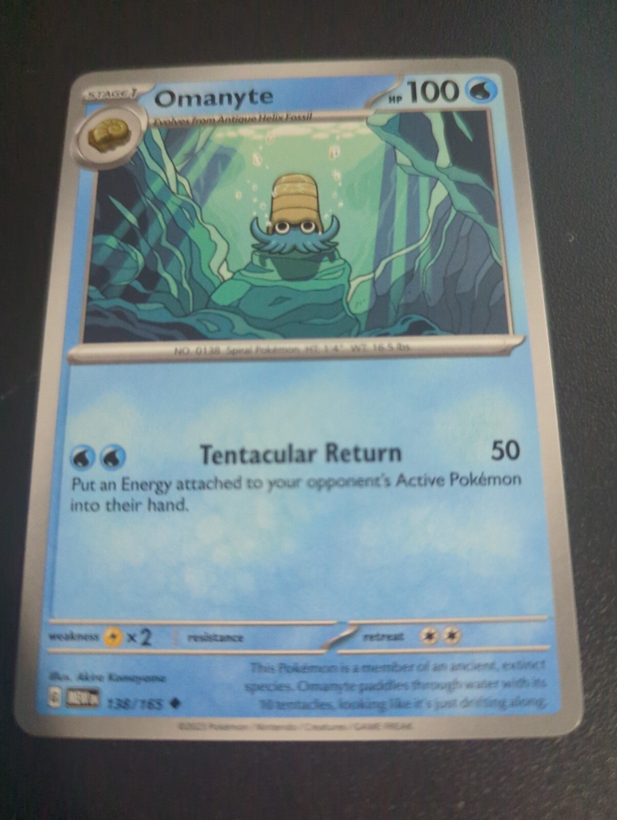 Omanyte Non-Holographic Uncommon 138/165 Pokémon TCG Scarlet & Violet 151 NM/M