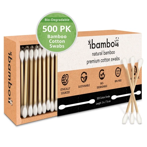Ibambo 100% Bamboo Cotton Swabs - Compostable Swabs for Beauty & Personal Care
