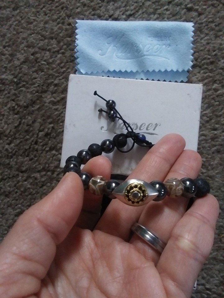 Karseer Crystal Initial Bracelet – Anxiety Gemstone, Lava Rock Diffuser, Adjustable Unisex Design