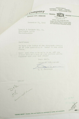1940 Lamson Goodnow Goldblatt Tool Co Kansas City MO Letter Ephemera P1572L