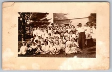 RPPC Large Family Picnic Real Photo Postcard AZO Stamp Box 1904 - 1918 Old D27