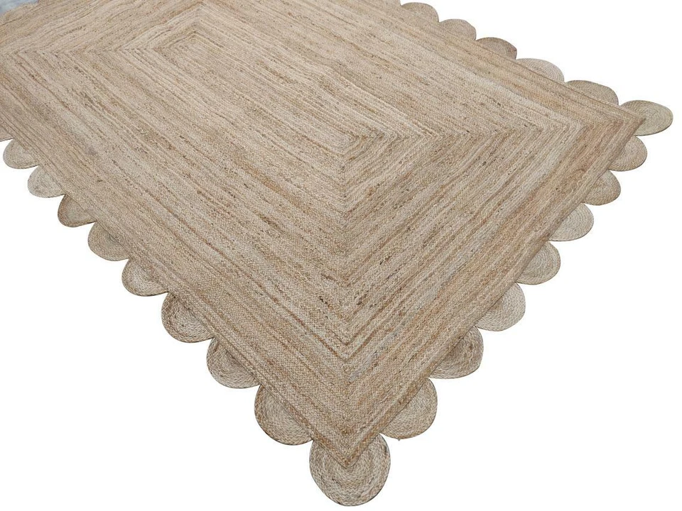 Scallop Jute Rug  Natural Braided Style Rug Modern Living Home Décor Area Rugs - Image 3 of 4