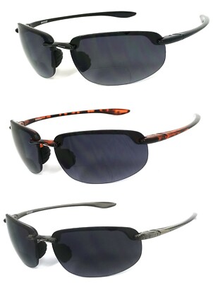 Wrap Rimless Bifocal Sunglasses Sport Sun Reader Reading Glasses Men Women  UV400