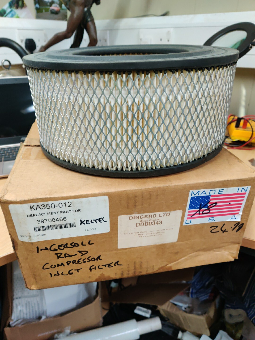 39708466 Air Filter Fits Ingersoll Rand Air Compressor Ka350-012 Inlet