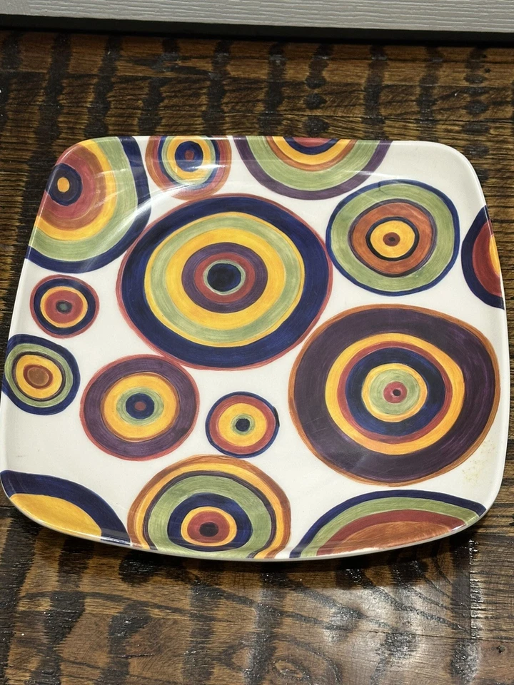 2 Pc TABLETOPS UNLIMITED Melamine Multiple Color Circles 11 1/8" Dinner Plates - Image 2 of 4