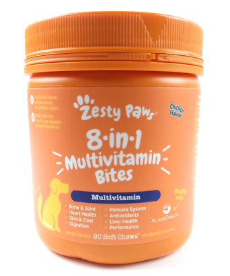 Zesty Paws 8-in-1 Multivitamin Chicken Soft Bites for Dogs Supplement 90 Chews