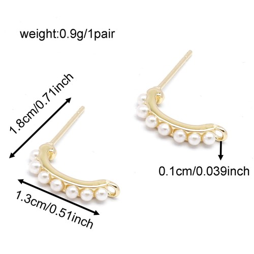1 Pair Faux Pearl Ear Stud Hypoallergenic Gold Brass Earring Accessories 18x13mm - Picture 5 of 6