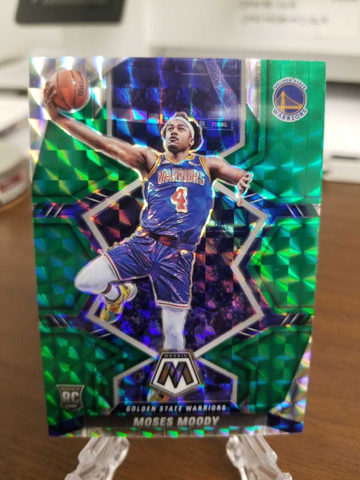 2021-22 Panini Mosaic #211 Moses Moody Green Rookie Card Golden State Warriors