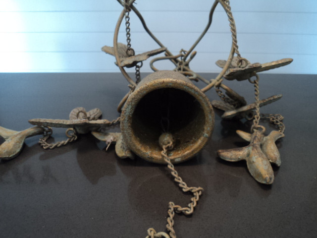 VINTAGE CAST IRON *DRAGON FLYS* GARDEN WIND CHIMES