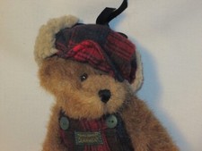 BOYDS BEARS EDMUND T BEAR PLAID OVERALLS HAT 1996 9175 New