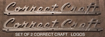 Correct Craft  New Reproduction Chrome   CORRECT  CRAFT   Set Of 2 Metal Scripts