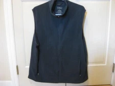 LL Bean Vest Large Men's Navy Blue - Full Zip Fleece - Pockets - Corp Logo