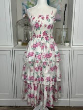 Love Shack Fancy Elise Tiered Rose Dress XS Smocked Bust Polyester-NO SASH