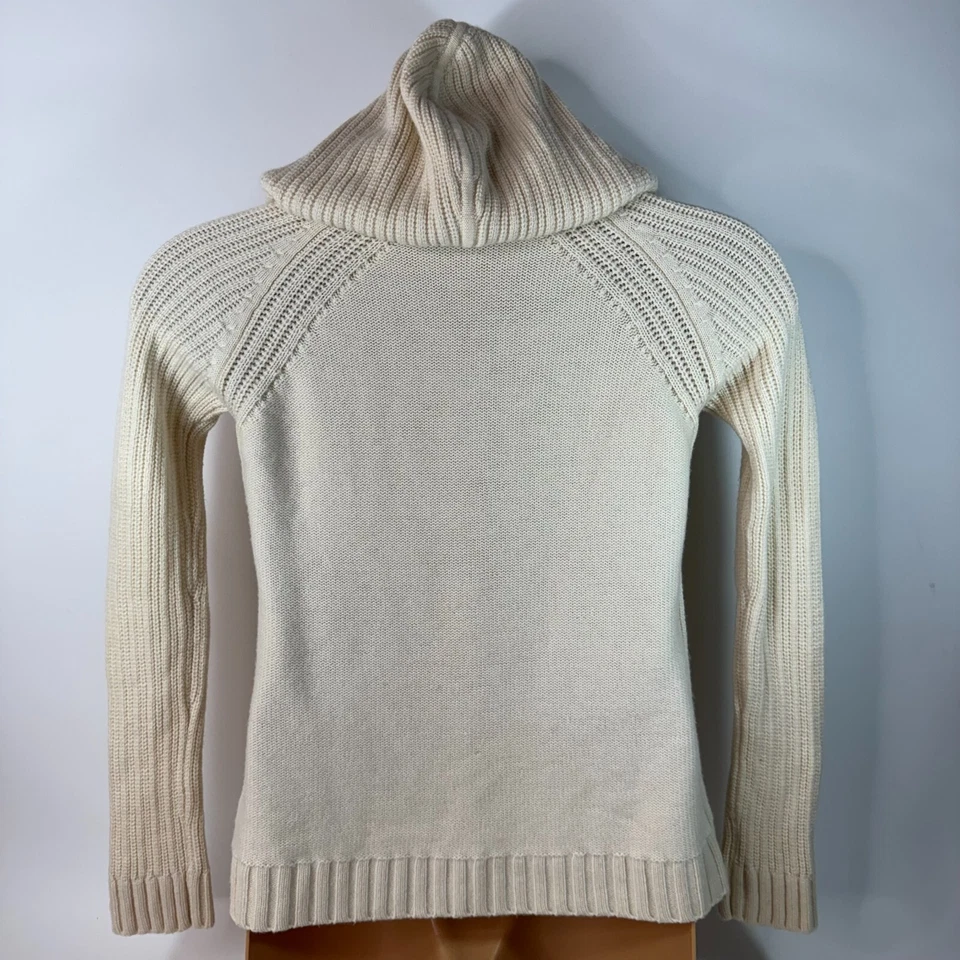 Athleta Cold Spell Hooded Sweater Merino Wool Cream 152708 Womens XS Foto 3 de 4
