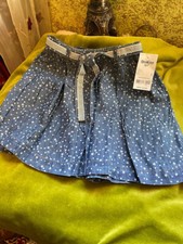 New girls OshKosh cotton blue with stars pleated cotton skirt, size 5